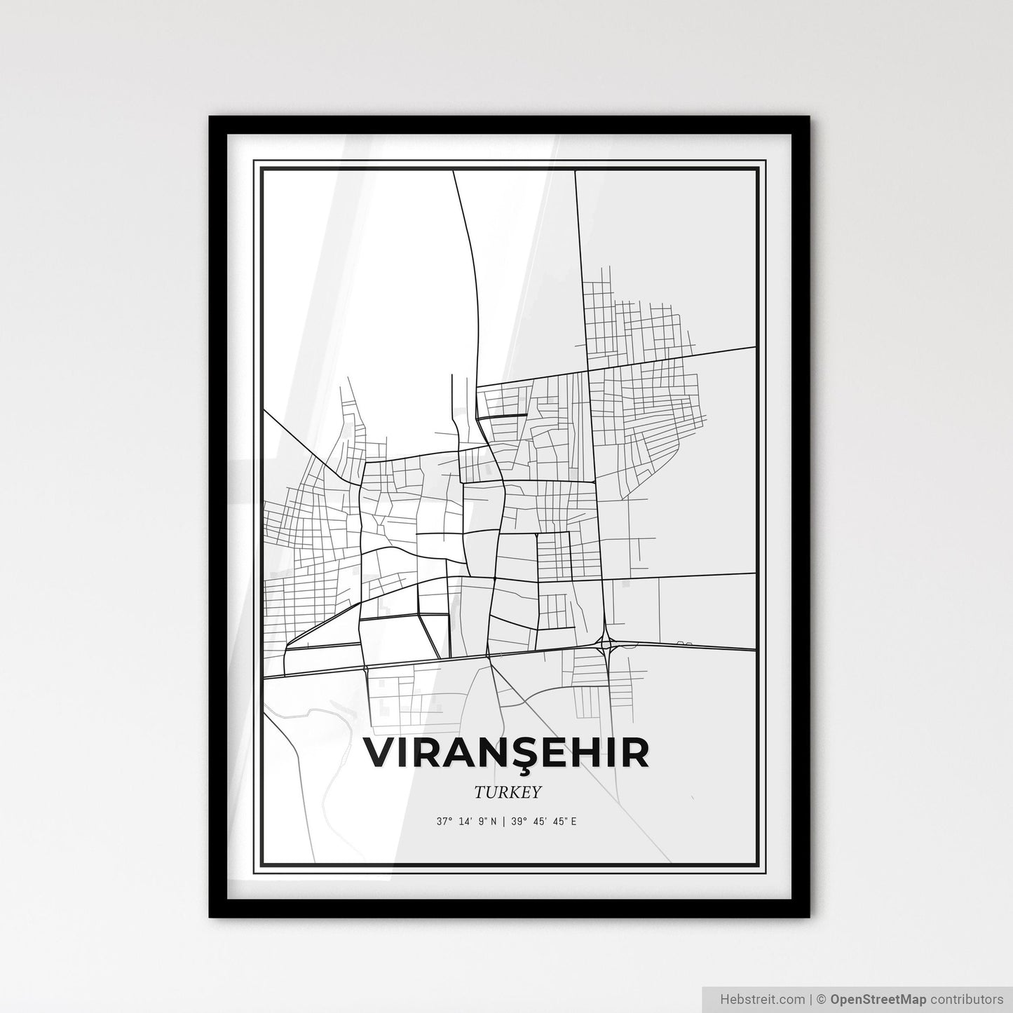 Viranşehir Turkey - Scandinavian Style City Map for Modern Home Decor