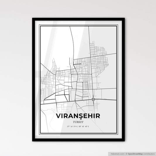 Viranşehir Turkey - Scandinavian Style City Map for Modern Home Decor