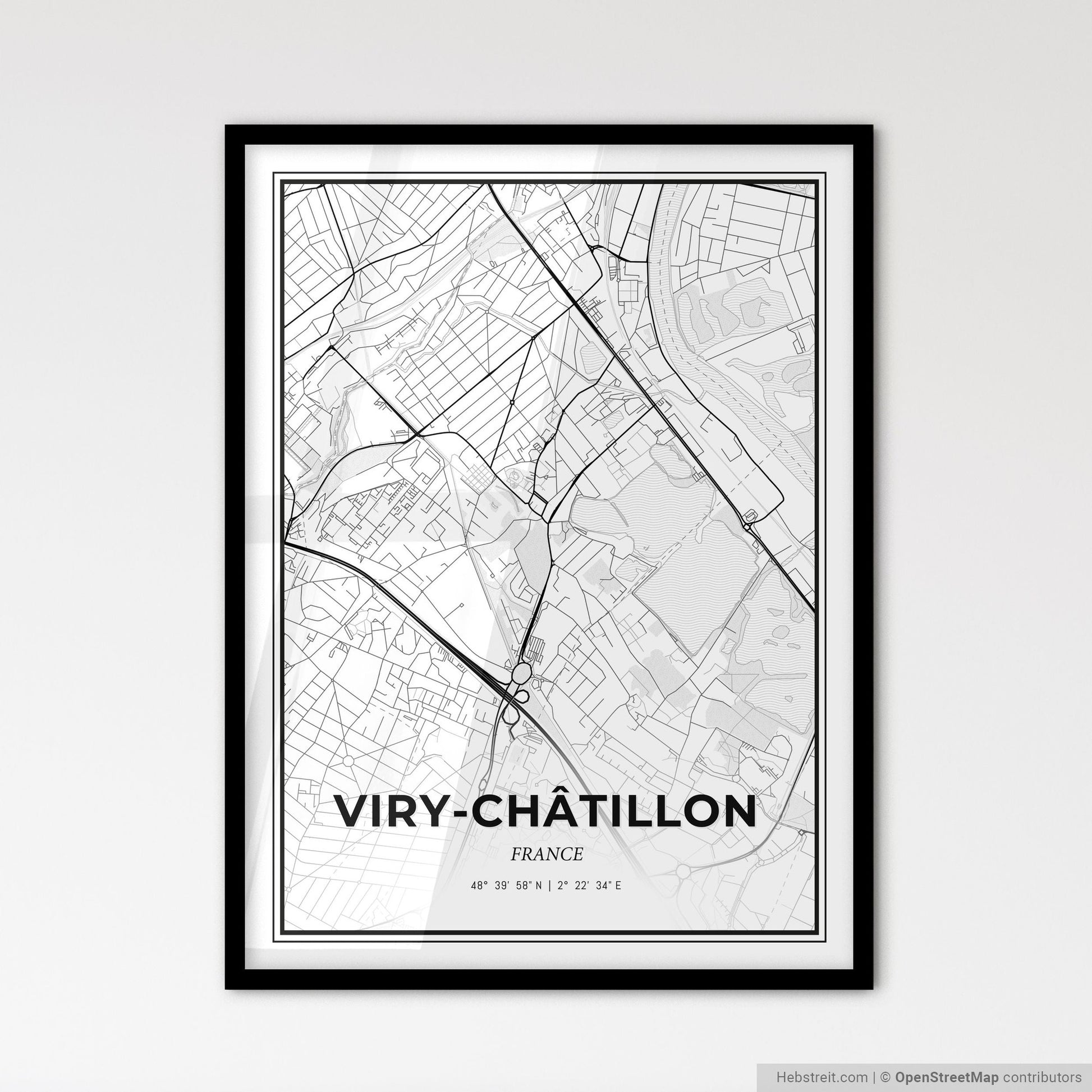 Viry-Châtillon France - Scandinavian Style City Map for Modern Home Decor