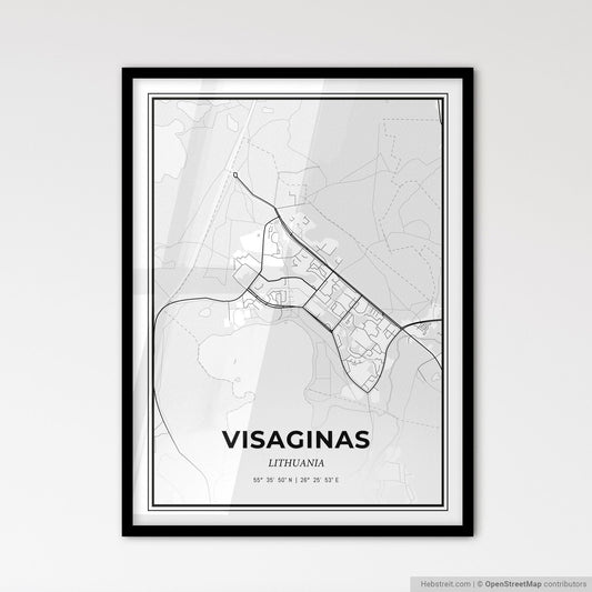 Visaginas Lithuania - Scandinavian Style City Map for Modern Home Decor