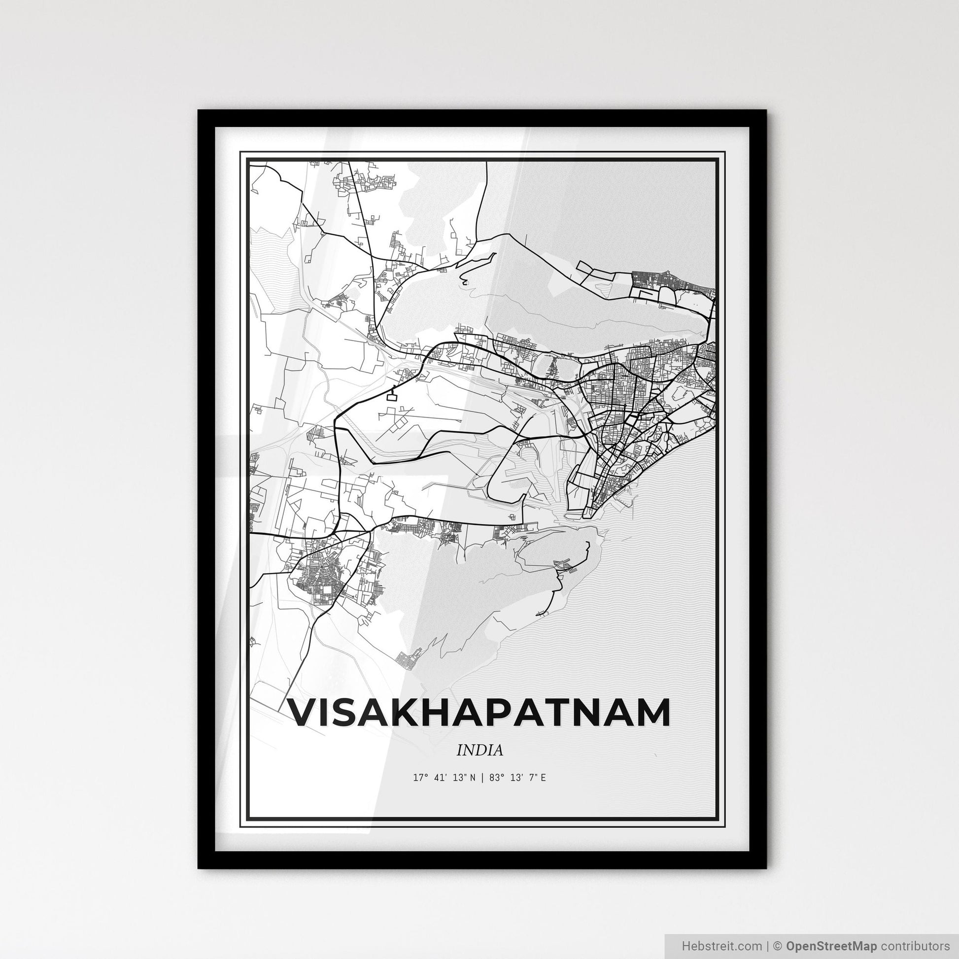 Visakhapatnam India - Scandinavian Style City Map for Modern Home Decor