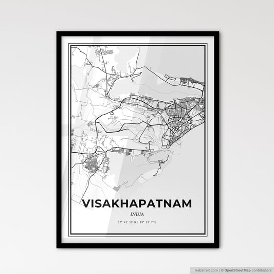 Visakhapatnam India - Scandinavian Style City Map for Modern Home Decor