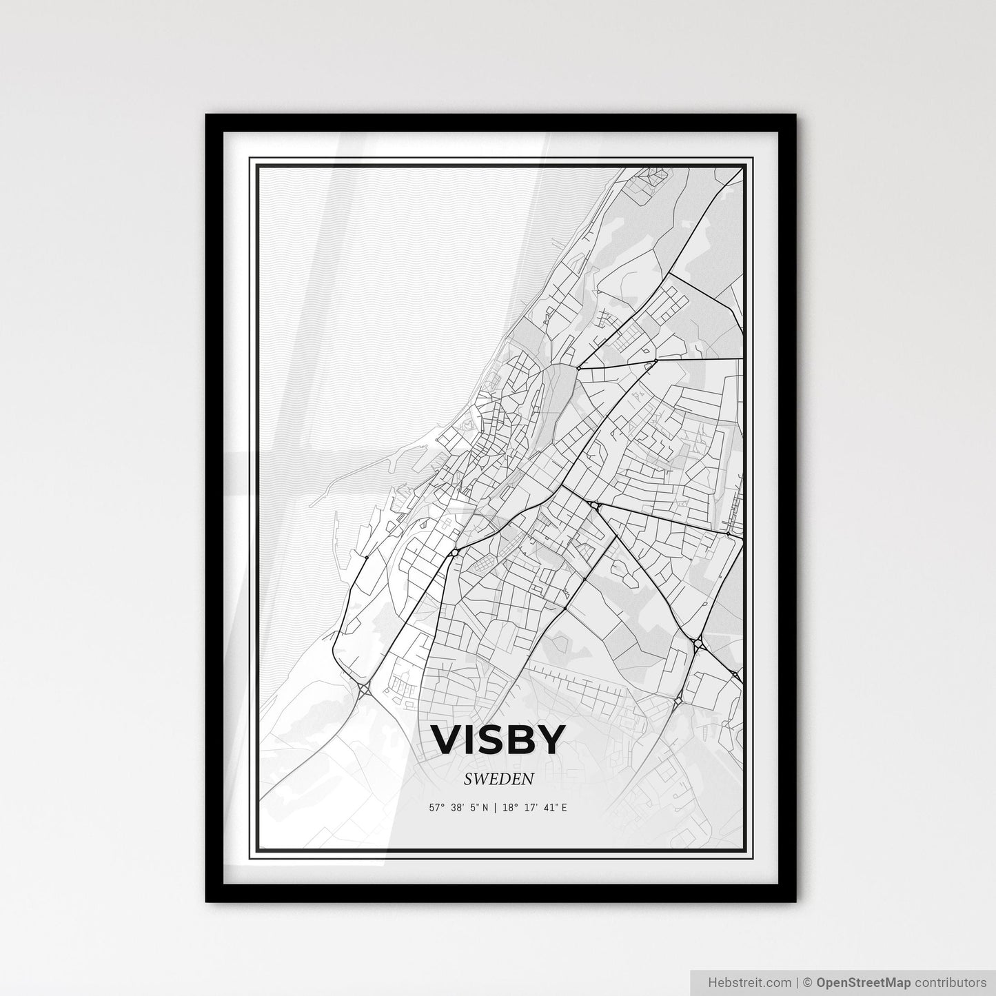 Visby Sweden - Scandinavian Style City Map for Modern Home Decor
