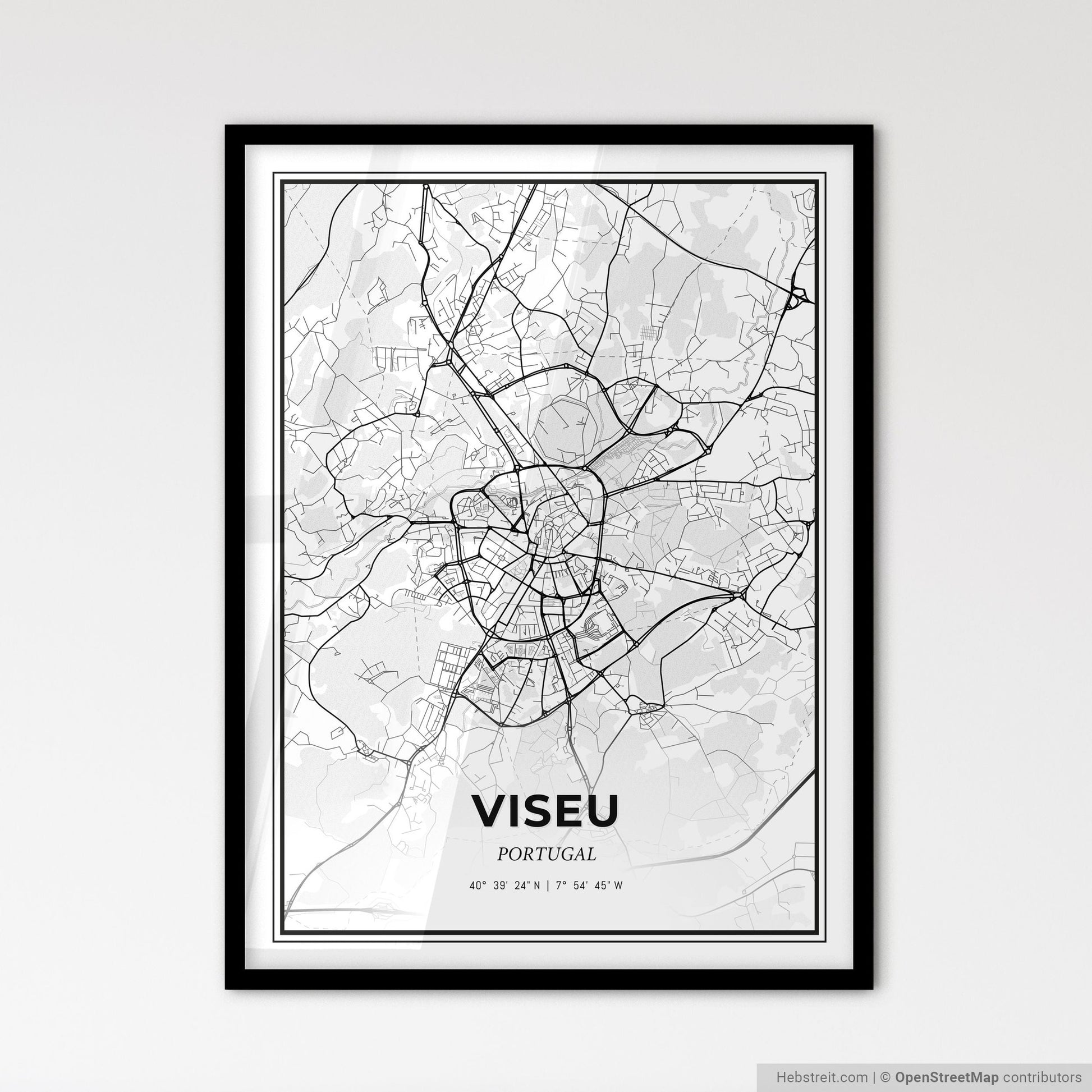 Viseu Portugal - Scandinavian Style City Map for Modern Home Decor