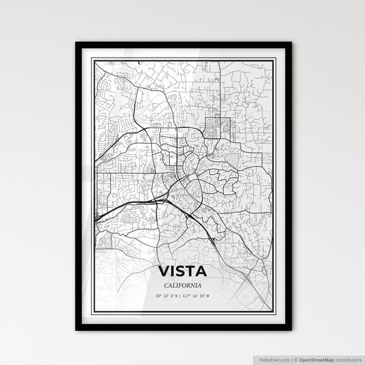 Vista California - Scandinavian Style City Map for Modern Home Decor