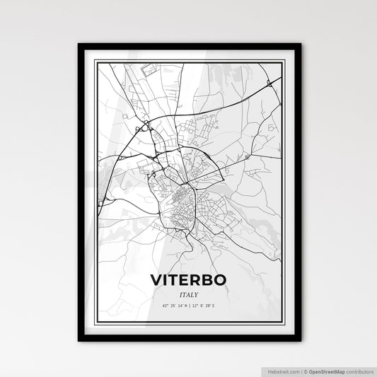 Viterbo Italy - Scandinavian Style City Map for Modern Home Decor