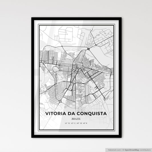 Vitoria da Conquista Brazil - Scandinavian Style City Map for Modern Home Decor