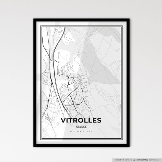 Vitrolles France - Scandinavian Style City Map for Modern Home Decor