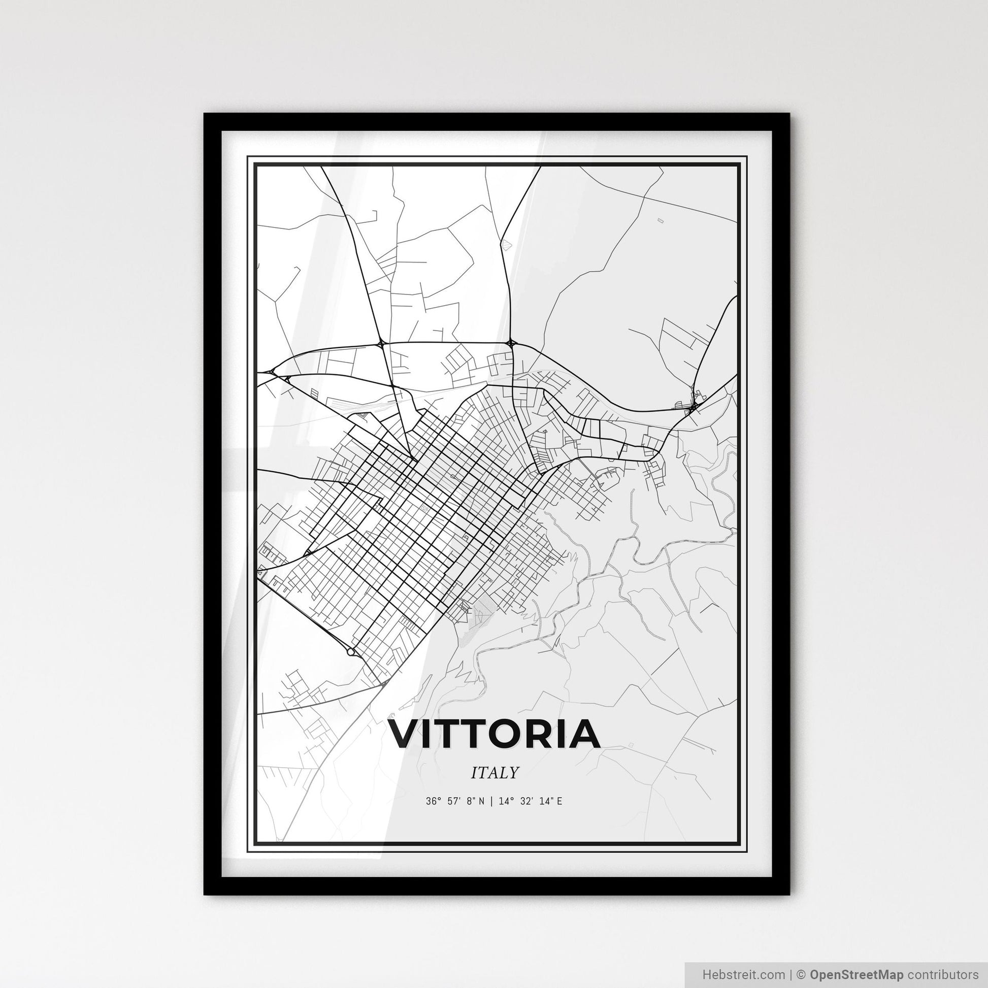 Vittoria Italy - Scandinavian Style City Map for Modern Home Decor