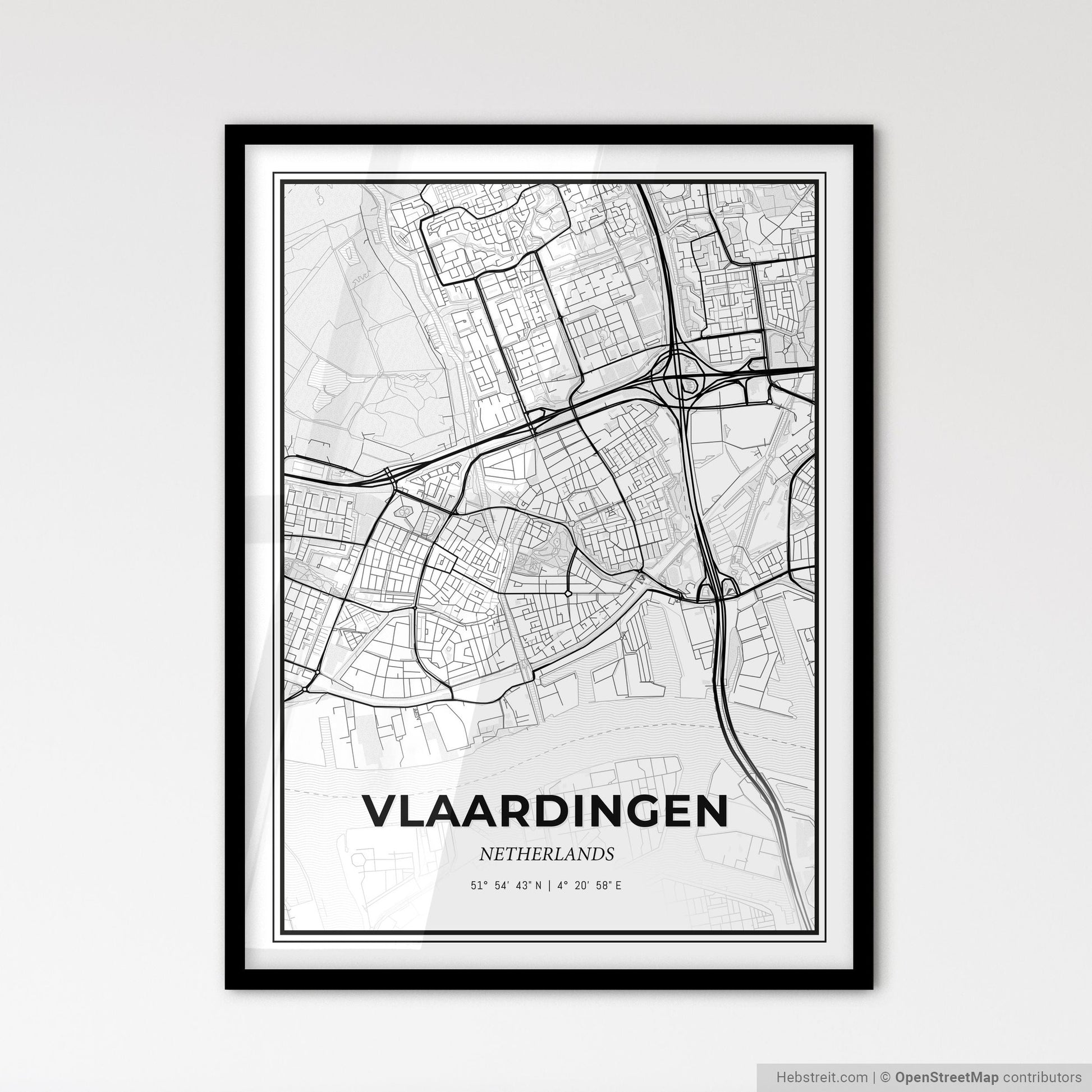 Vlaardingen Netherlands - Scandinavian Style City Map for Modern Home Decor