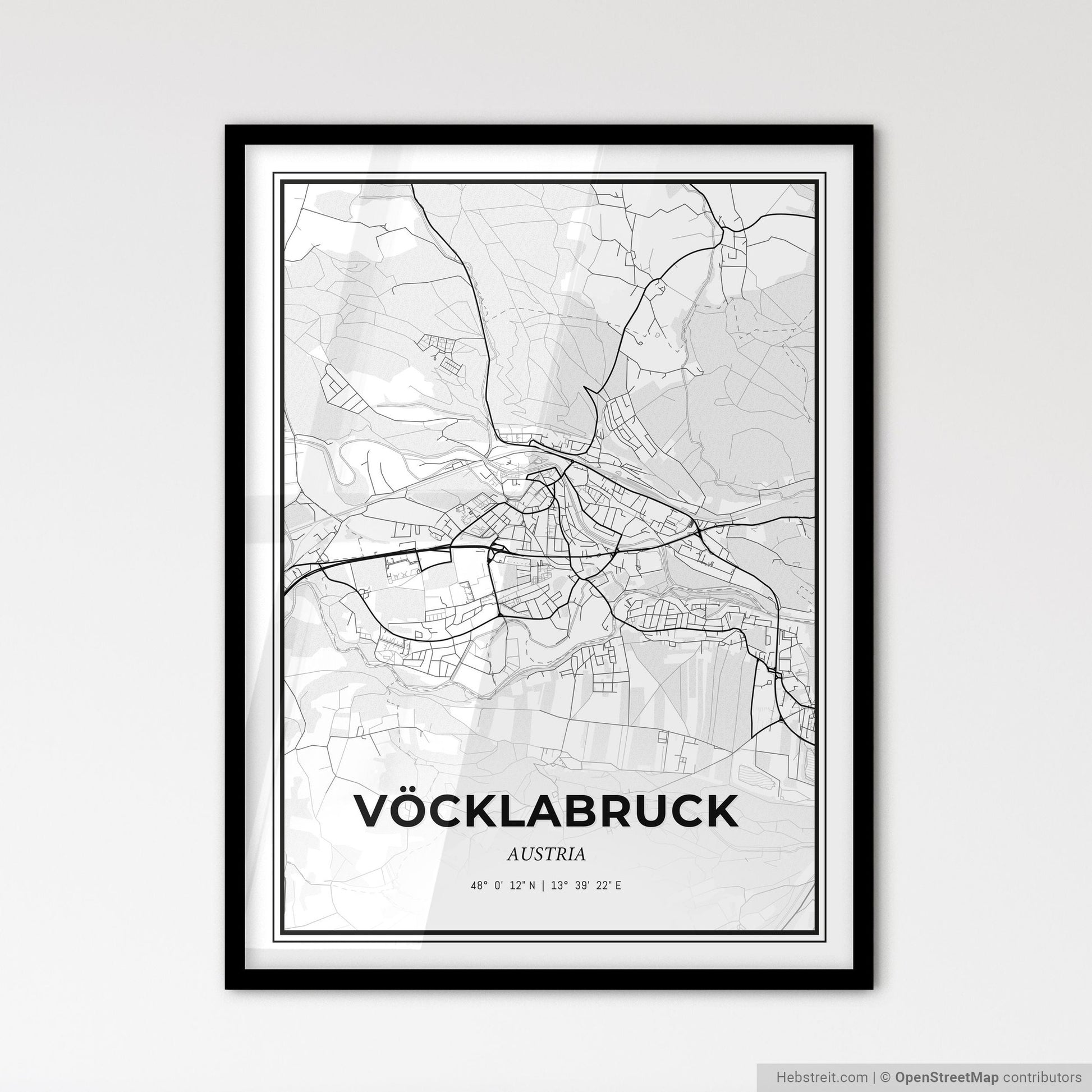 Vöcklabruck Austria - Scandinavian Style City Map for Modern Home Decor