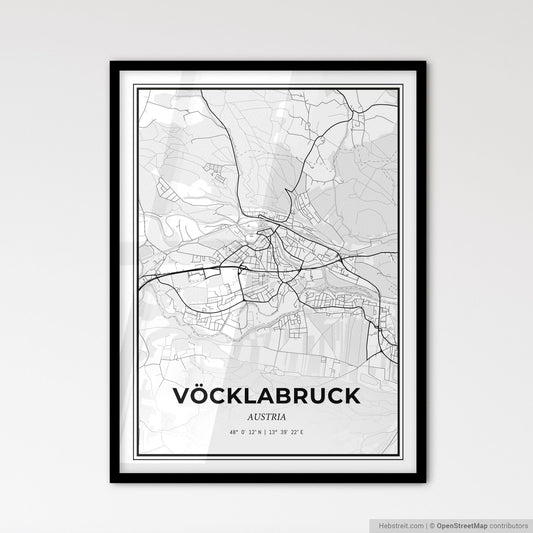 Vöcklabruck Austria - Scandinavian Style City Map for Modern Home Decor
