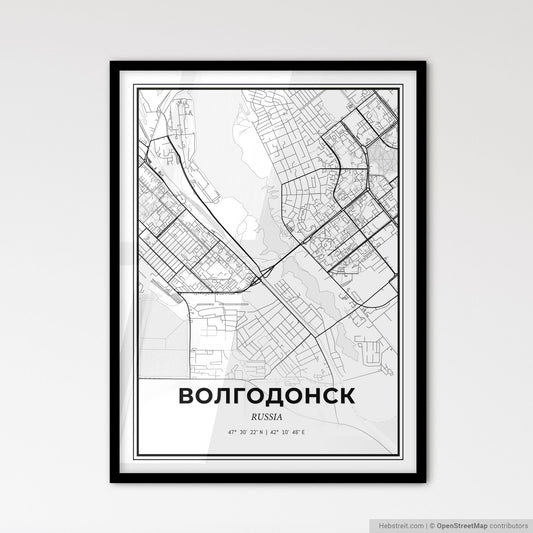 Volgodonsk Russia - Scandinavian Style City Map for Modern Home Decor