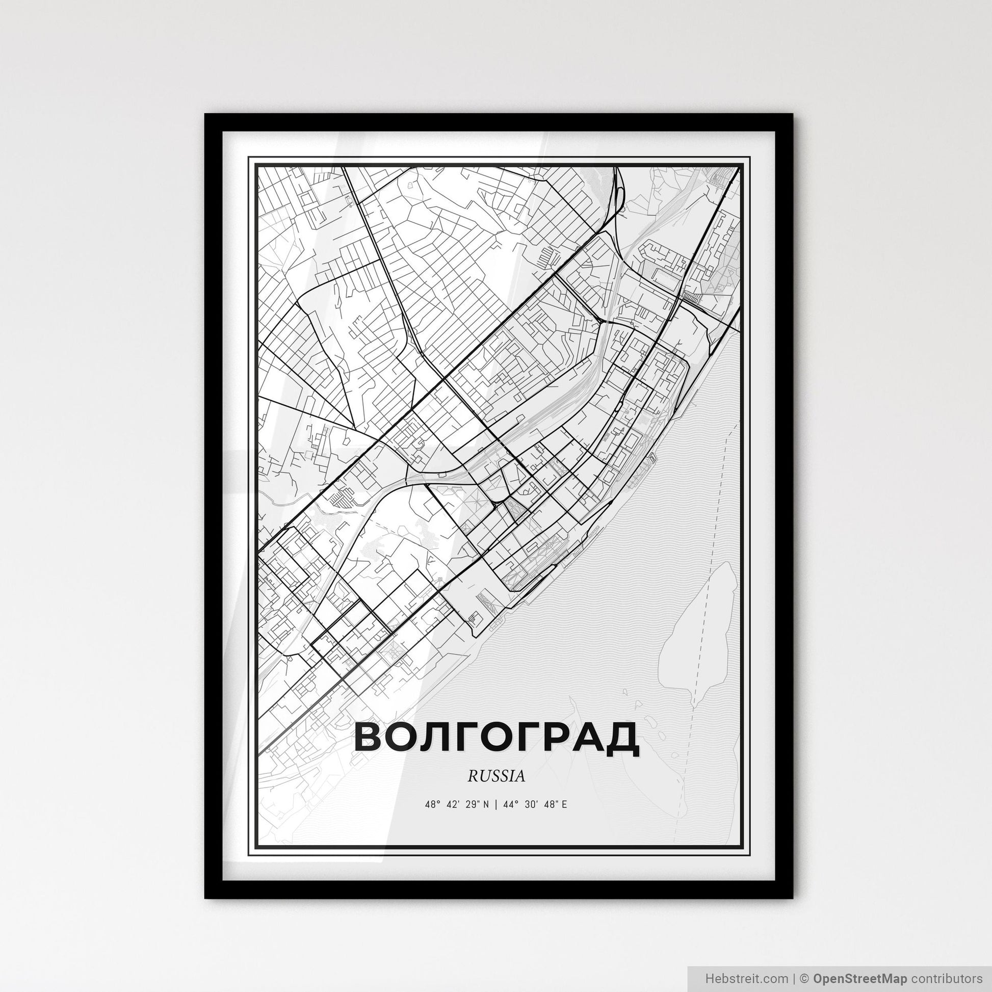 Volgograd Russia - Scandinavian Style City Map for Modern Home Decor