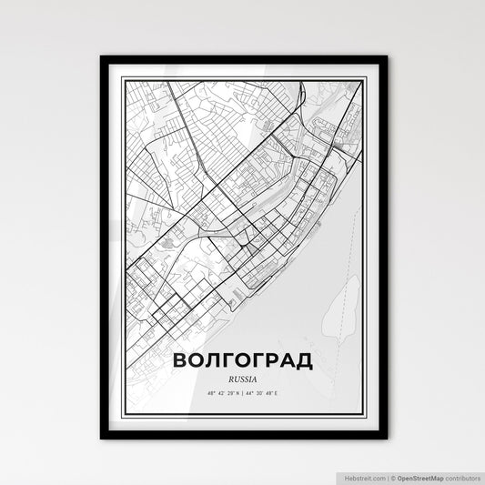 Volgograd Russia - Scandinavian Style City Map for Modern Home Decor