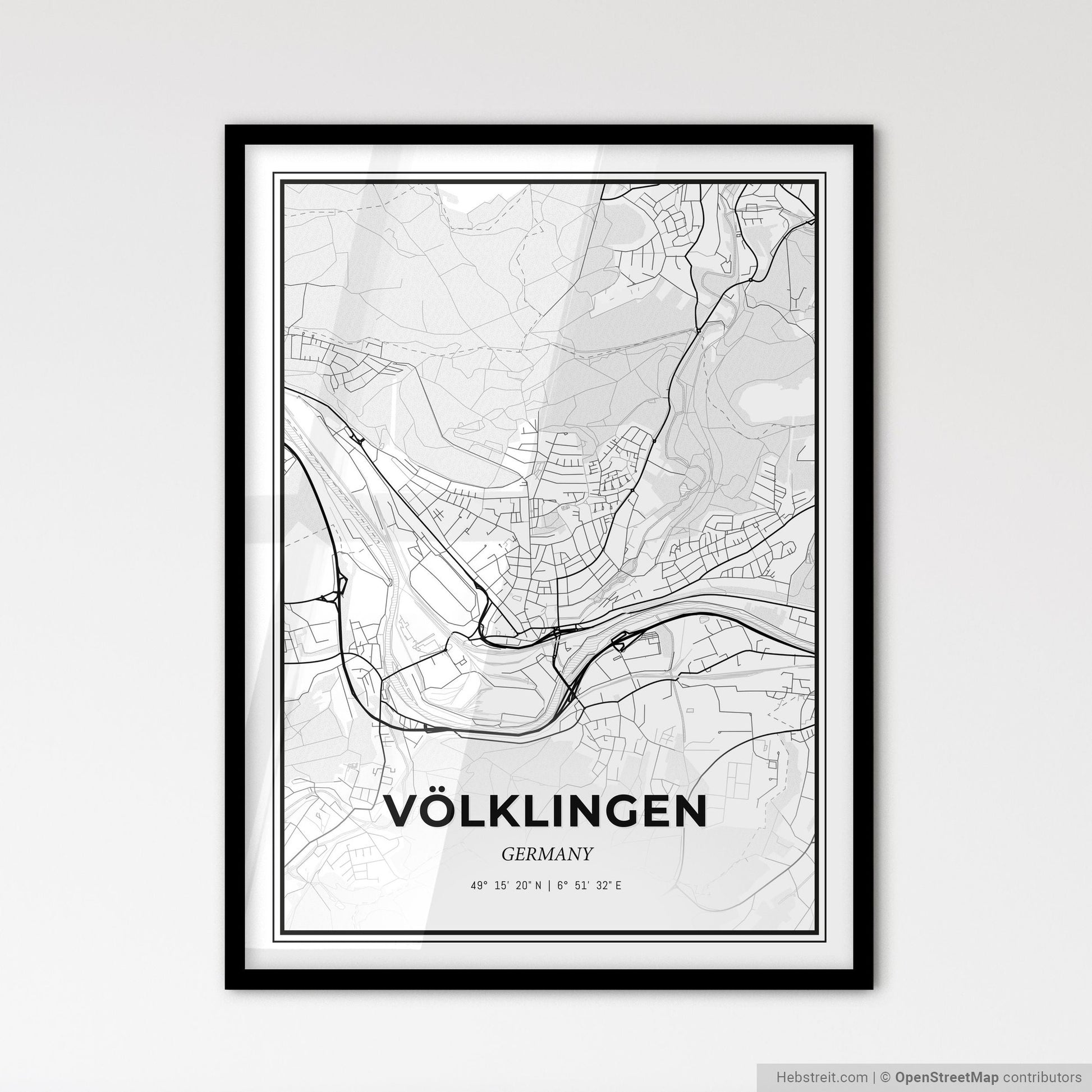 Volklingen Germany - Scandinavian Style City Map for Modern Home Decor