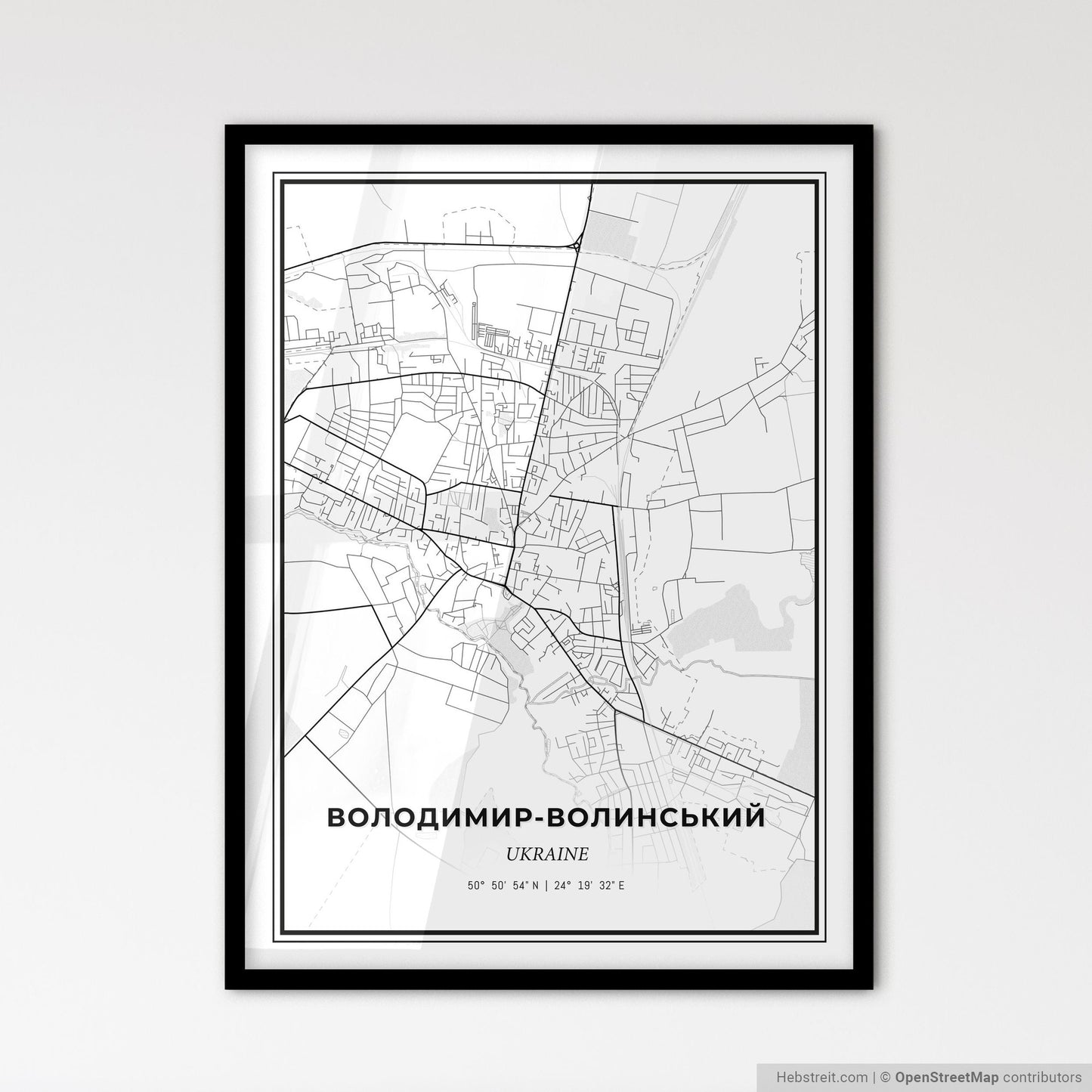Volodymyr-Volynskyi Ukraine - Scandinavian Style City Map for Modern Home Decor