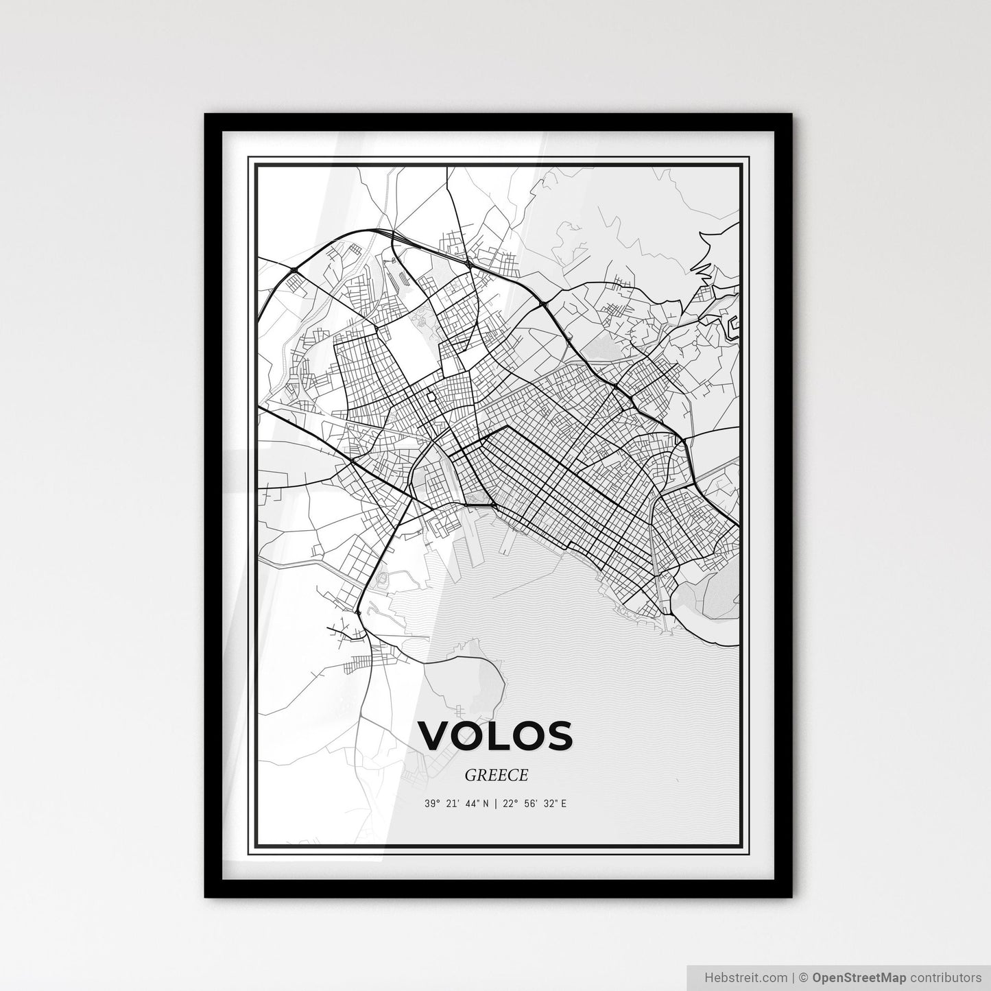 Volos Greece - Scandinavian Style City Map for Modern Home Decor