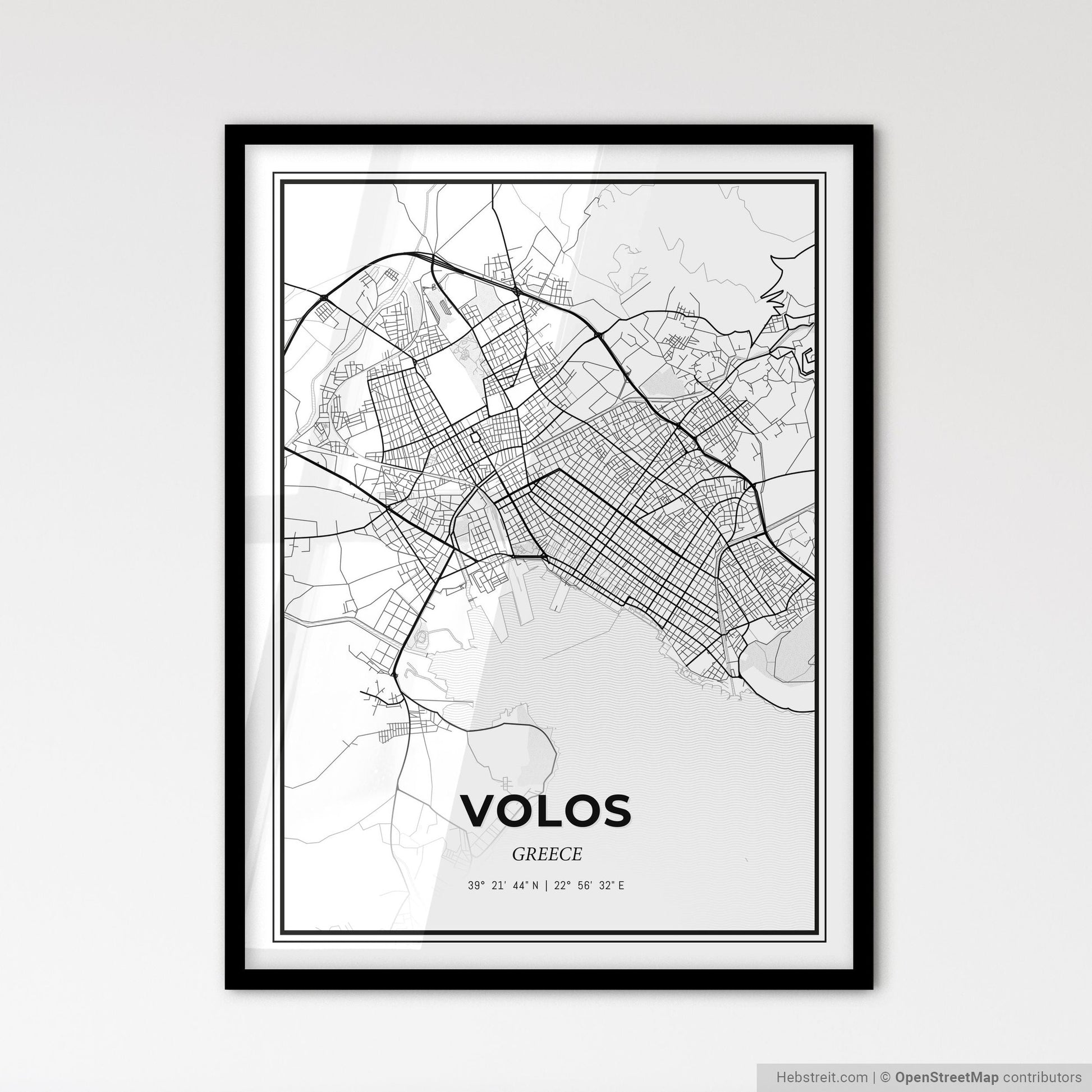 Volos Greece - Scandinavian Style City Map for Modern Home Decor