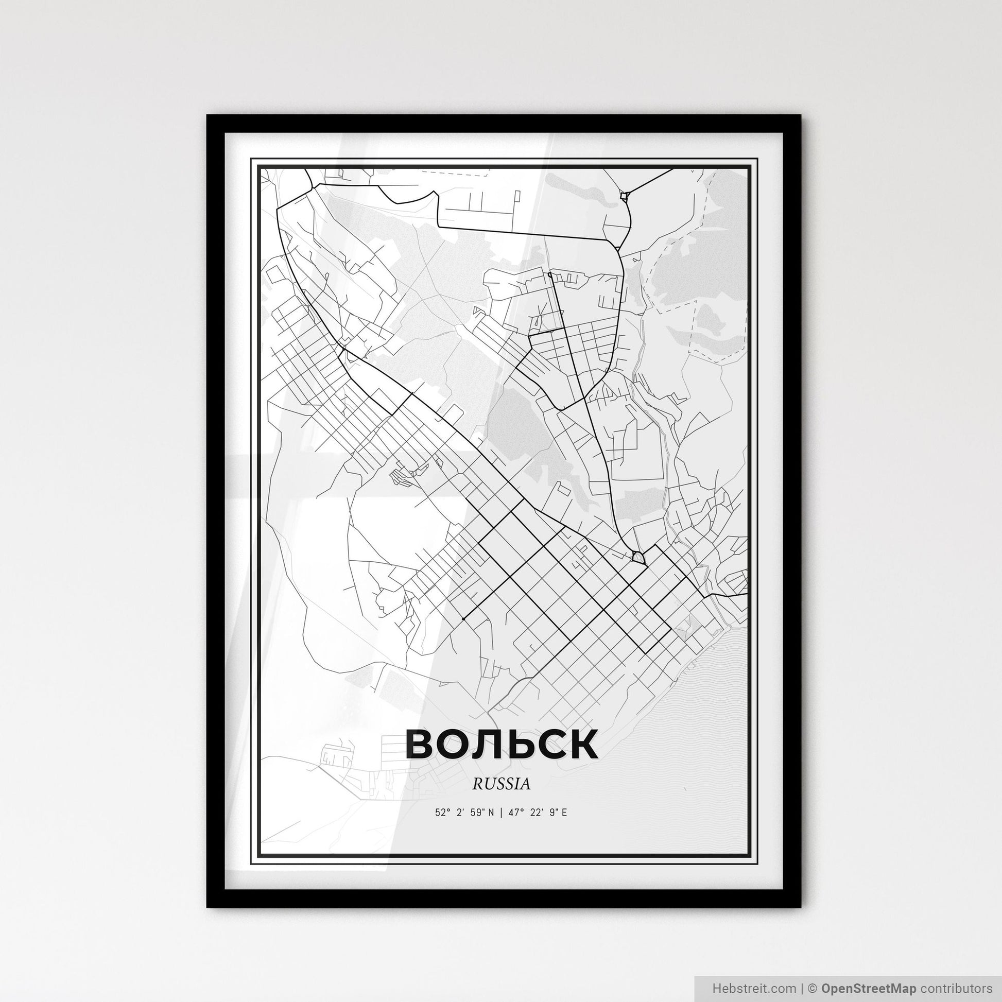 Volsk Russia - Scandinavian Style City Map for Modern Home Decor
