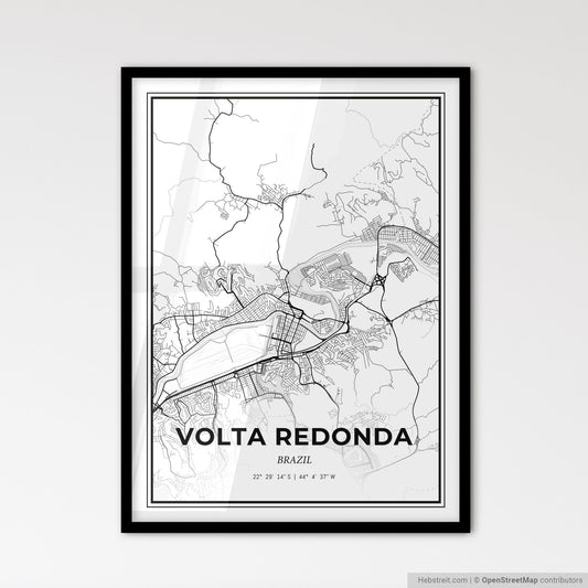 Volta Redonda Brazil - Scandinavian Style City Map for Modern Home Decor
