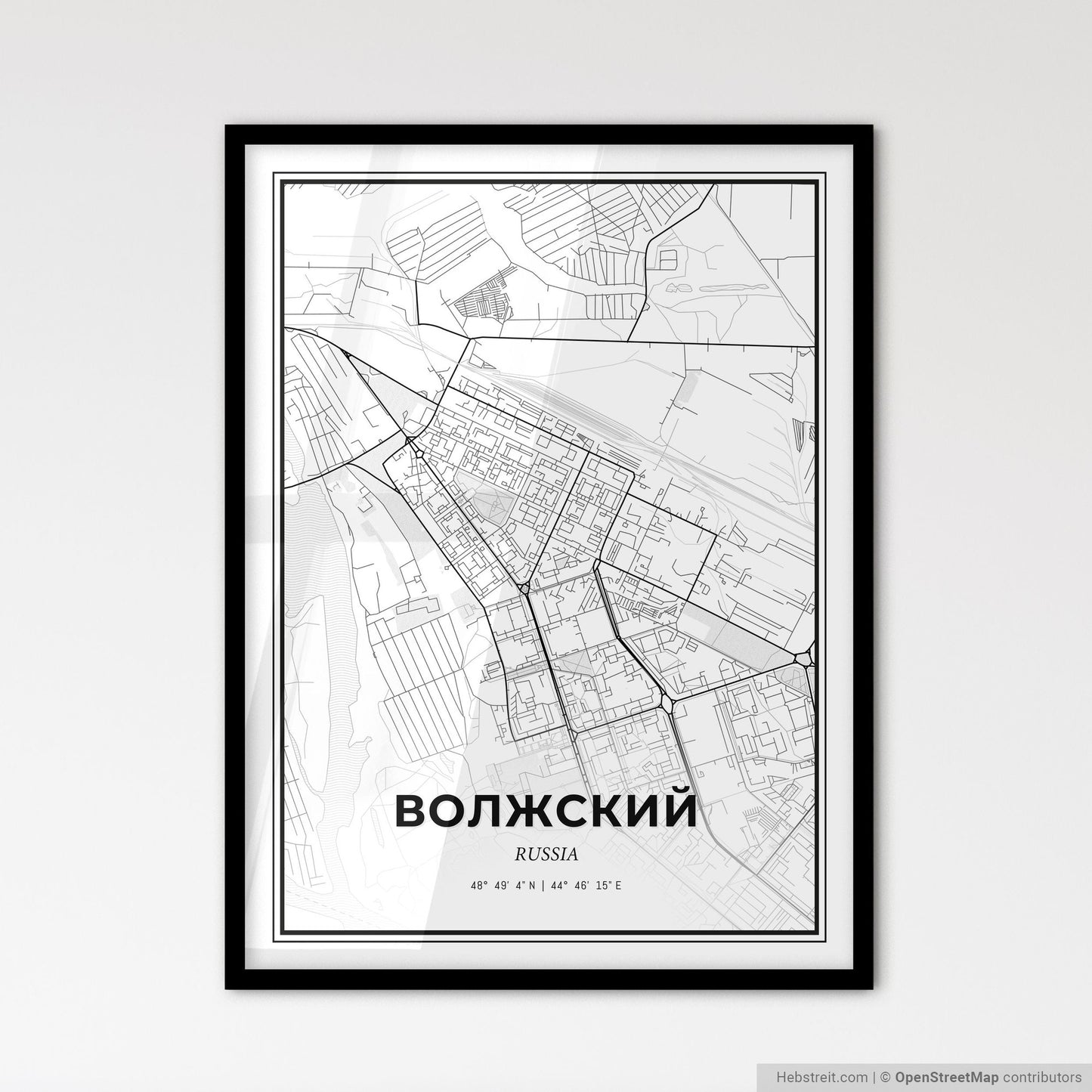 Volzhsky Russia - Scandinavian Style City Map for Modern Home Decor