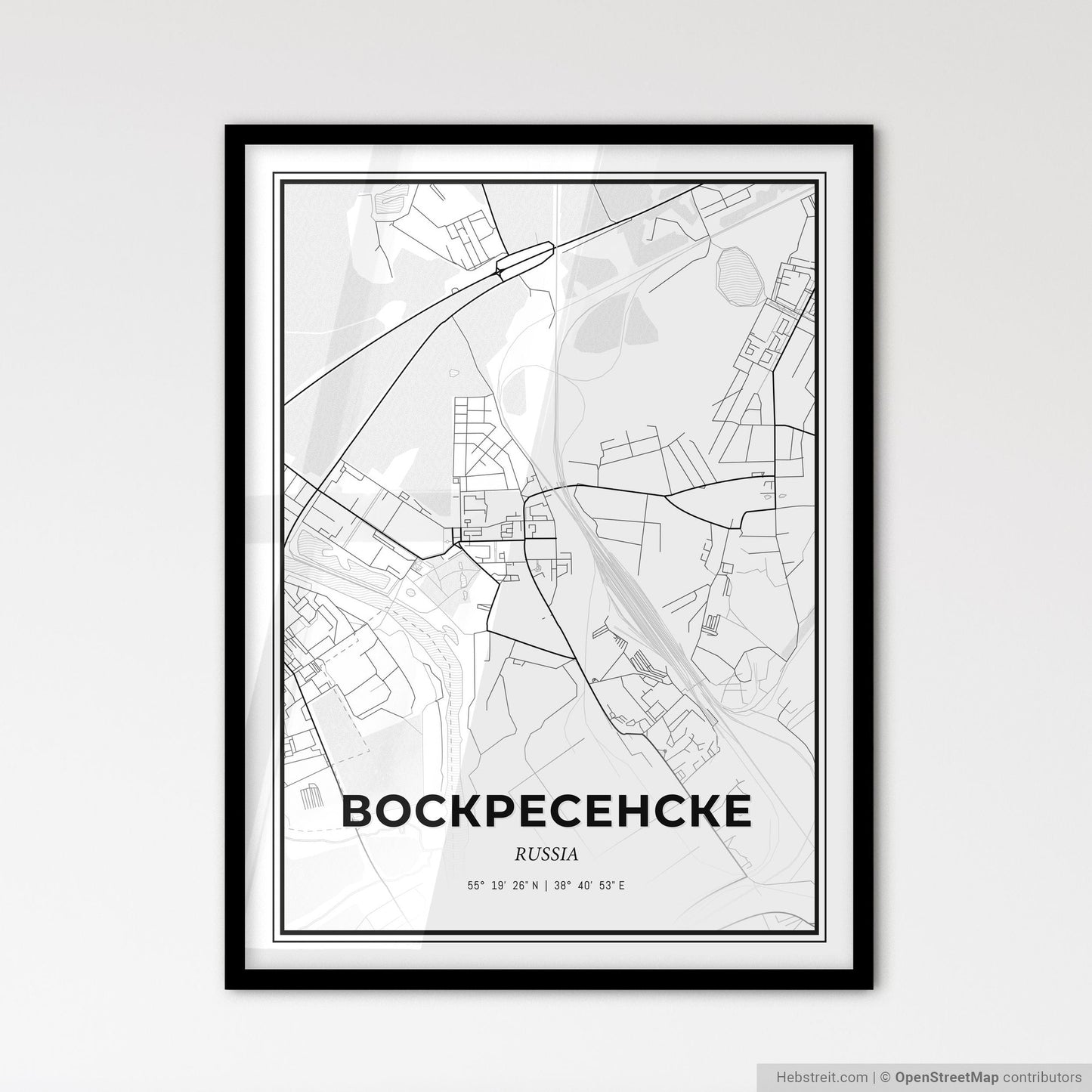 Voskresensk Russia - Scandinavian Style City Map for Modern Home Decor