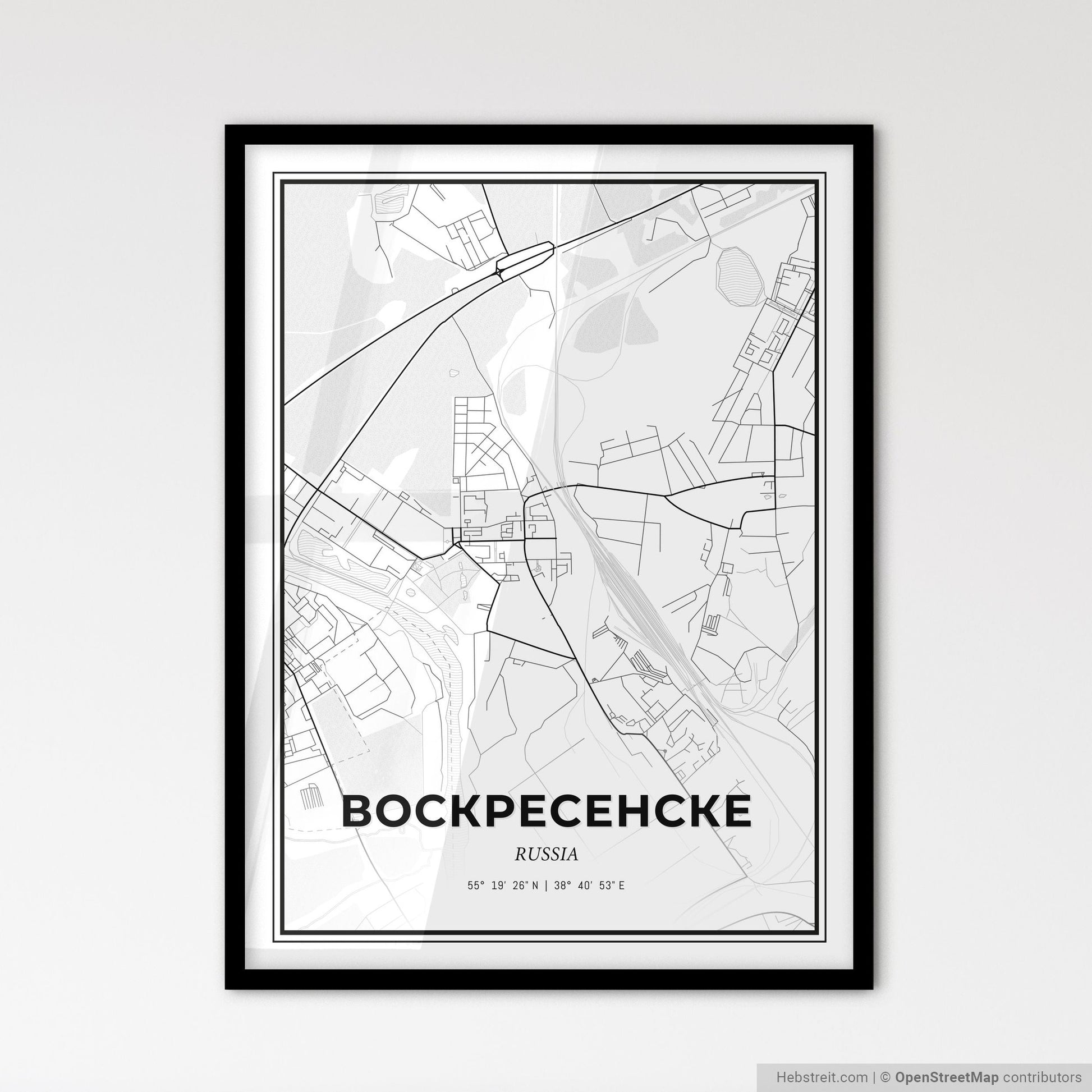 Voskresensk Russia - Scandinavian Style City Map for Modern Home Decor