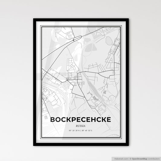Voskresensk Russia - Scandinavian Style City Map for Modern Home Decor