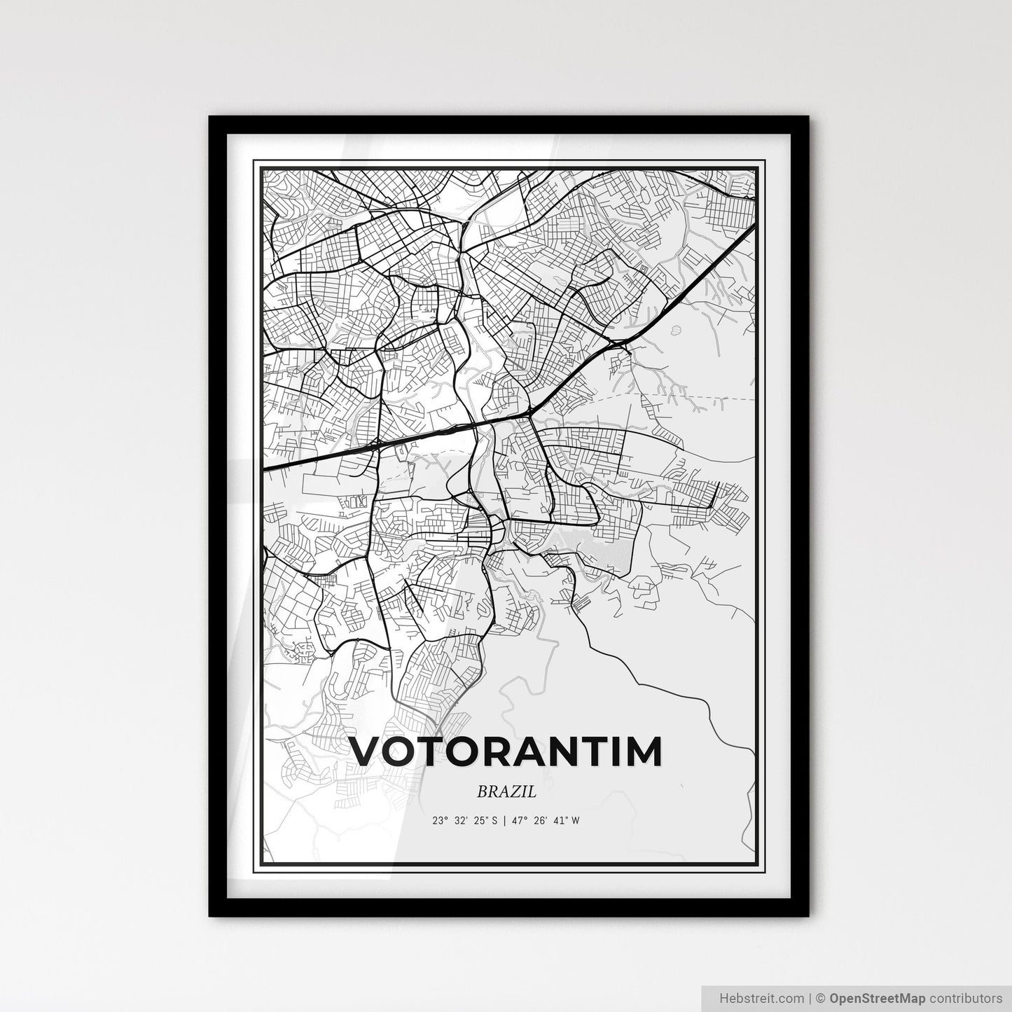 Votorantim Brazil - Scandinavian Style City Map for Modern Home Decor