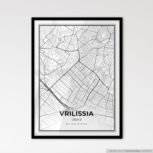 Vrilissia Greece - Scandinavian Style City Map for Modern Home Decor