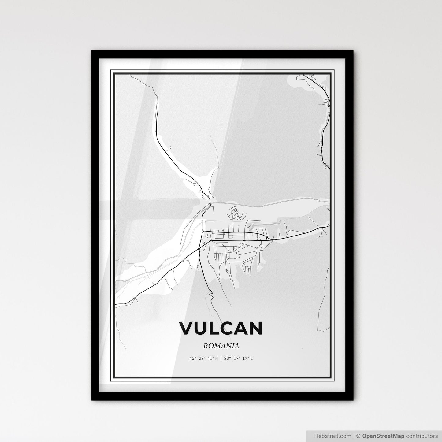 Vulcan Romania - Scandinavian Style City Map for Modern Home Decor