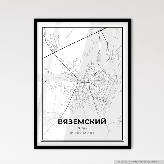 Vyazma Russia - Scandinavian Style City Map for Modern Home Decor