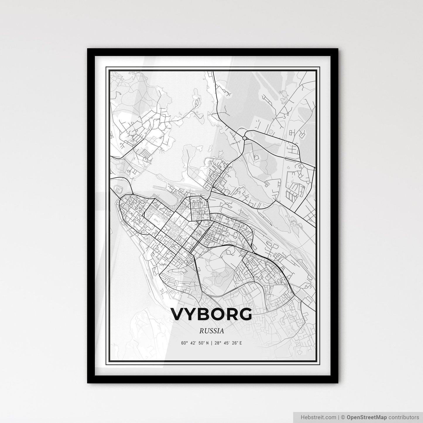 Vyborg Russia - Scandinavian Style City Map for Modern Home Decor