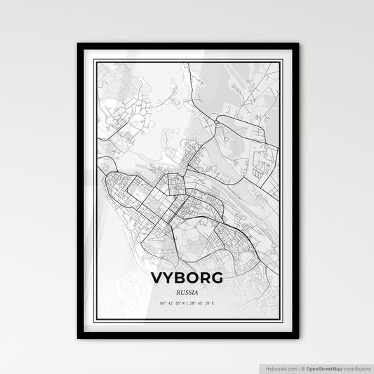 Vyborg Russia - Scandinavian Style City Map for Modern Home Decor