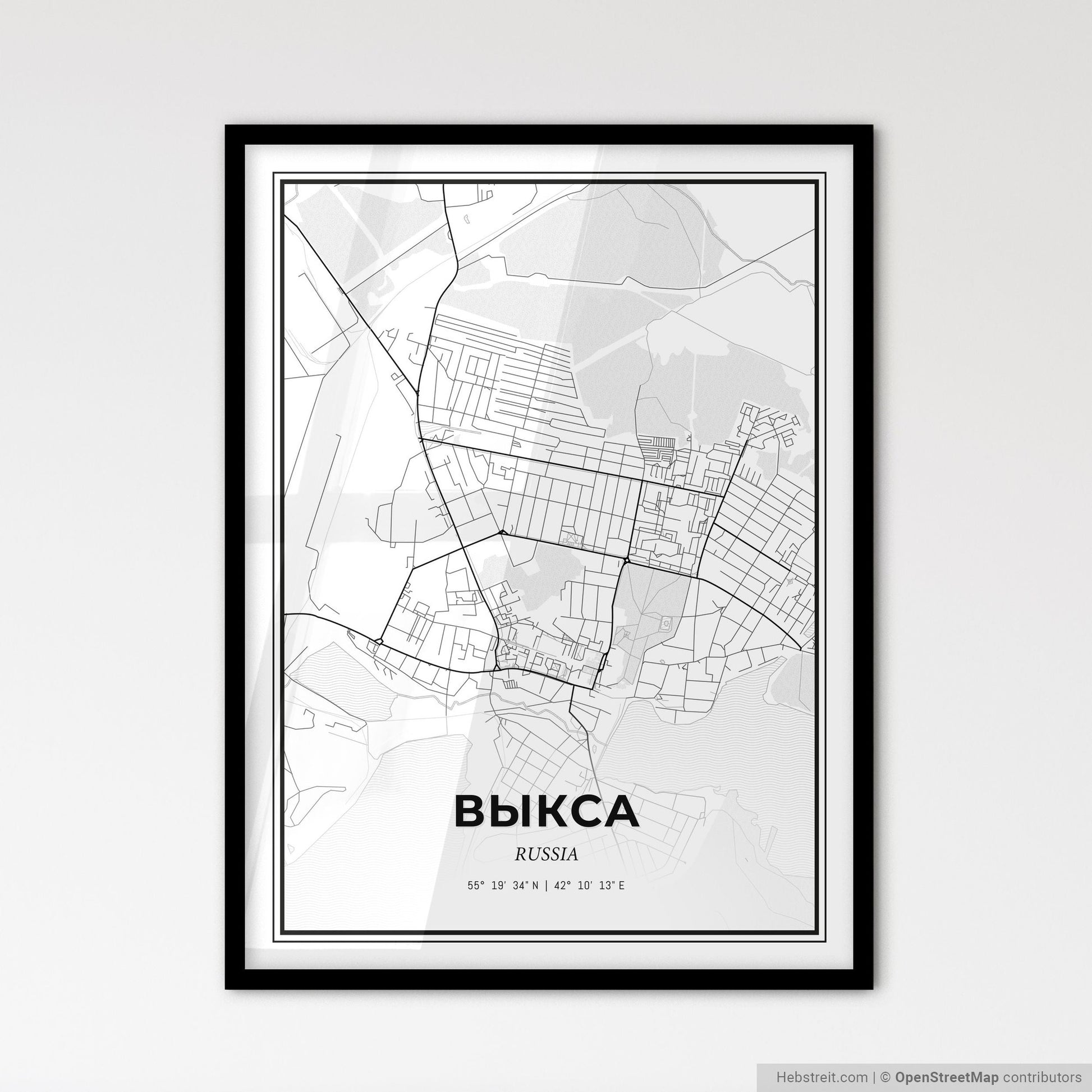 Vyksa Russia - Scandinavian Style City Map for Modern Home Decor