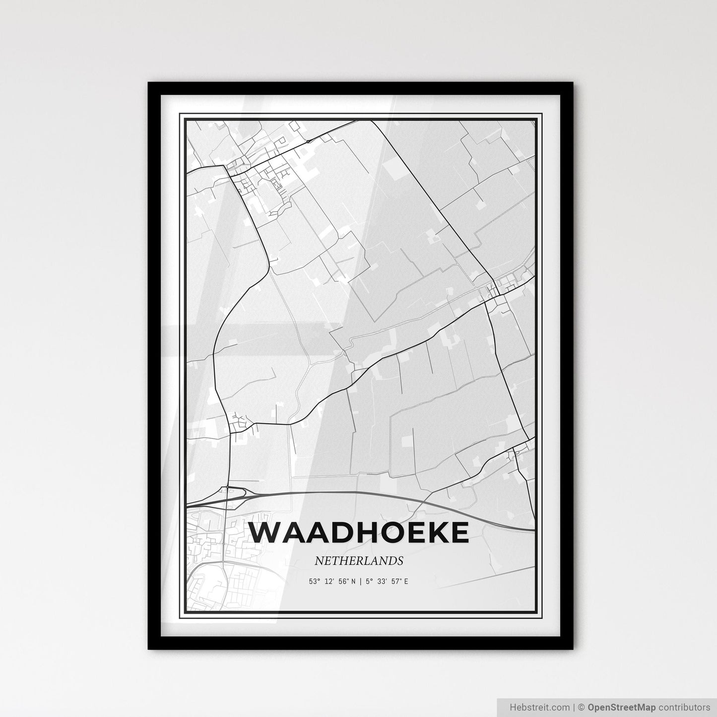 Waadhoeke Netherlands - Scandinavian Style City Map for Modern Home Decor