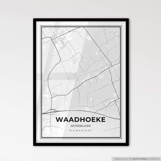 Waadhoeke Netherlands - Scandinavian Style City Map for Modern Home Decor
