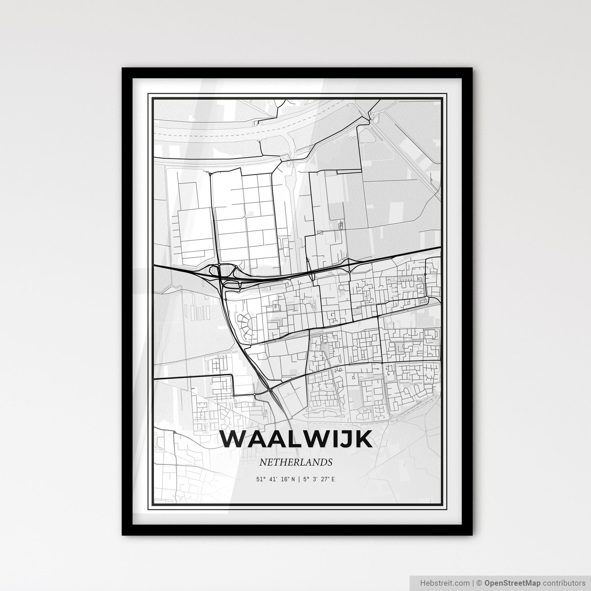Waalwijk Netherlands - Scandinavian Style City Map for Modern Home Decor