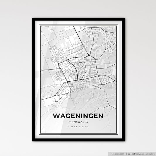 Wageningen Netherlands - Scandinavian Style City Map for Modern Home Decor