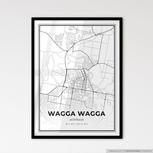 Wagga Wagga Australia - Scandinavian Style City Map for Modern Home Decor