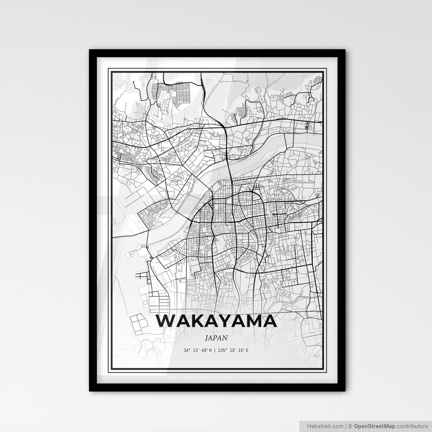 Wakayama Japan - Scandinavian Style City Map for Modern Home Decor