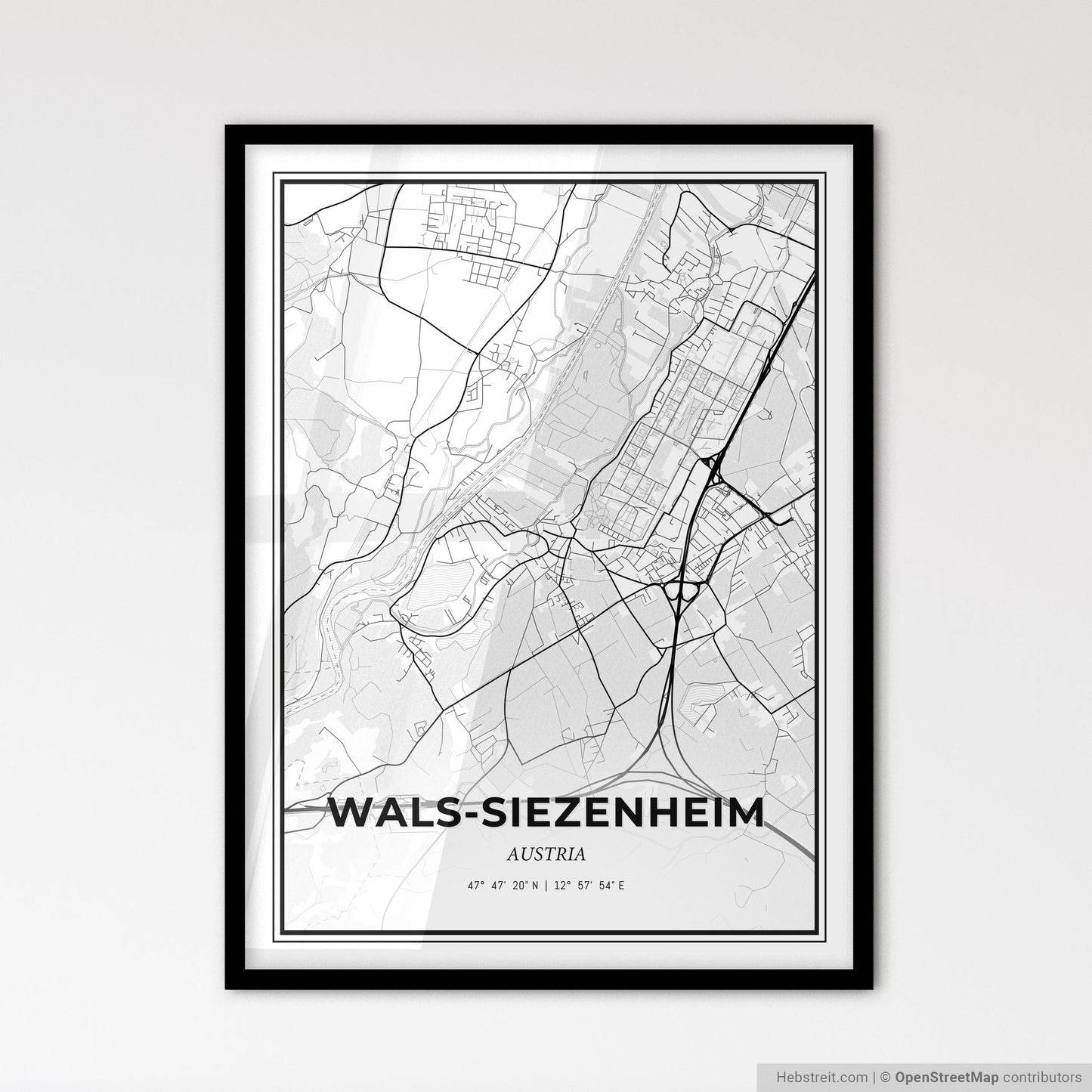 Wals-Siezenheim Austria - Scandinavian Style City Map for Modern Home Decor