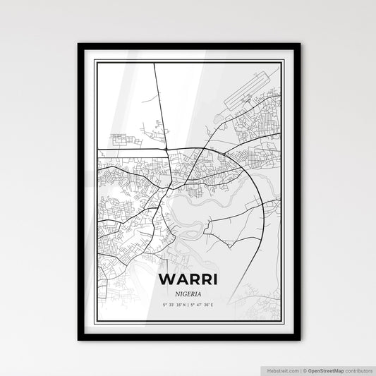 Warri Nigeria - Scandinavian Style City Map for Modern Home Decor