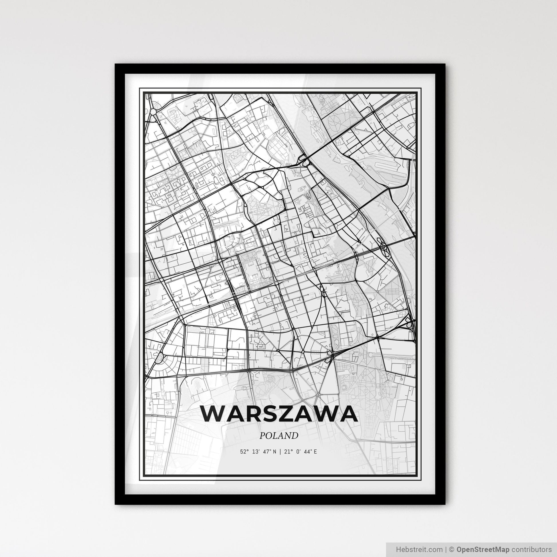 Warsaw Poland - Scandinavian Style City Map for Modern Home Decor