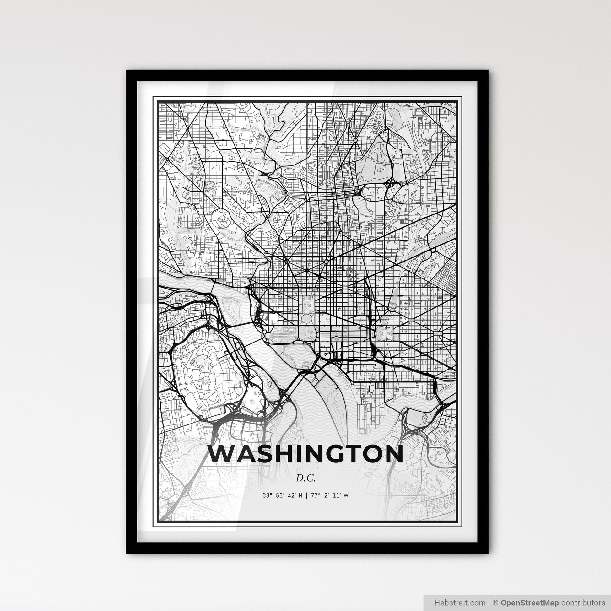 Washington D.C. - Scandinavian Style City Map for Modern Home Decor