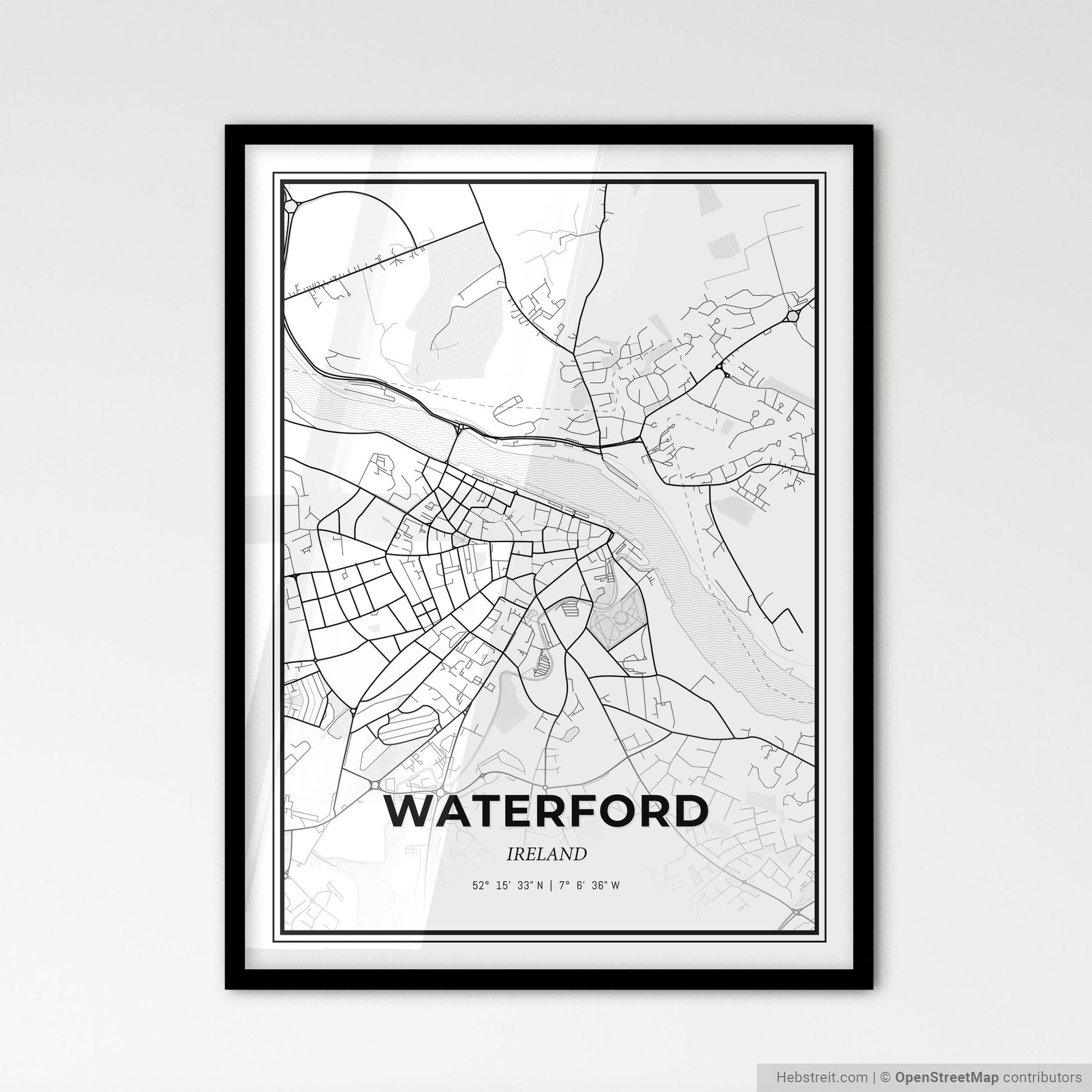 Waterford Ireland - Scandinavian Style City Map for Modern Home Decor