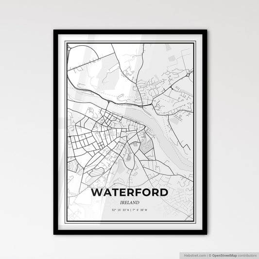 Waterford Ireland - Scandinavian Style City Map for Modern Home Decor