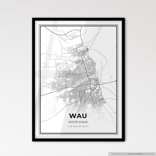 Wau South Sudan - Scandinavian Style City Map for Modern Home Decor