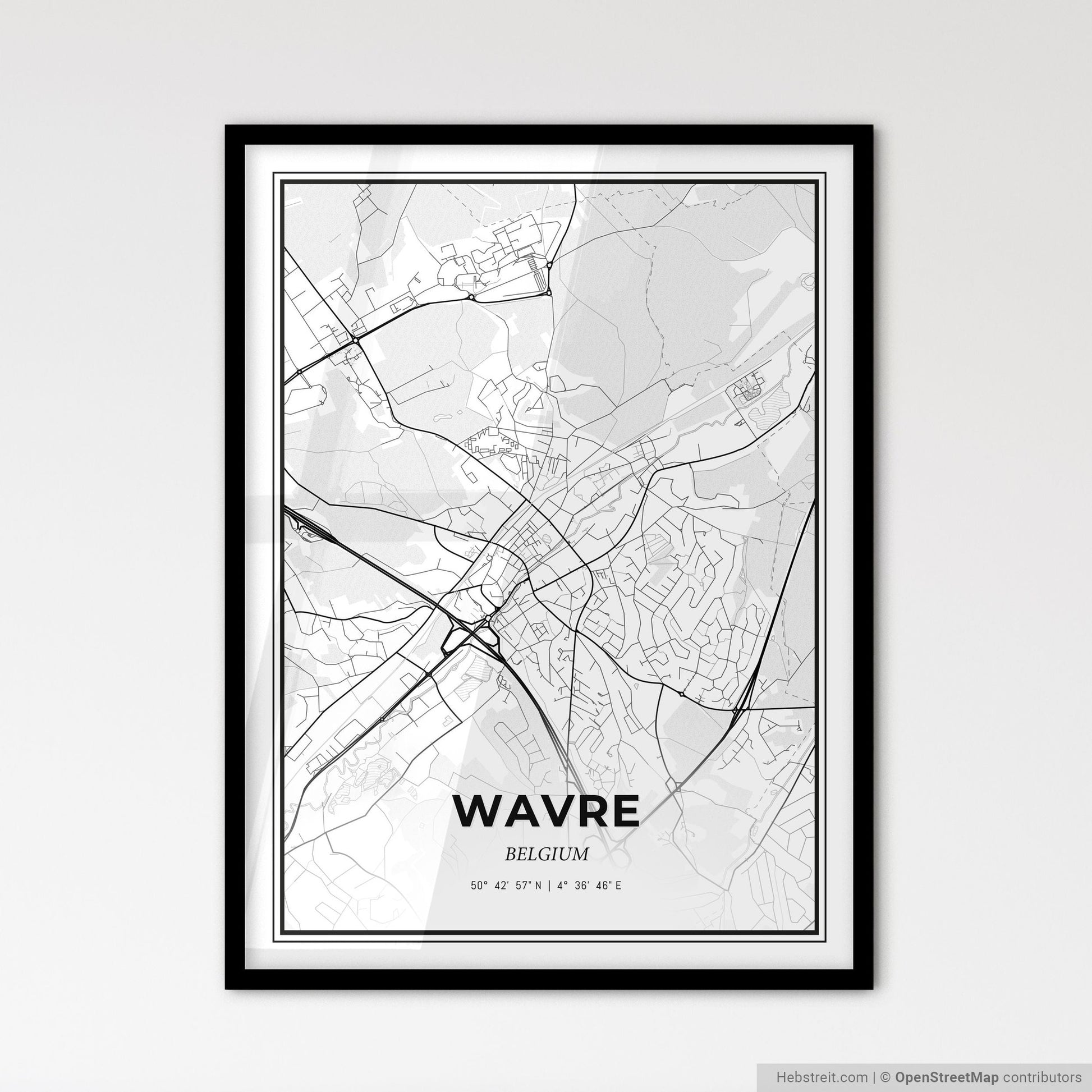 Wavre  Belgium - Scandinavian Style City Map for Modern Home Decor